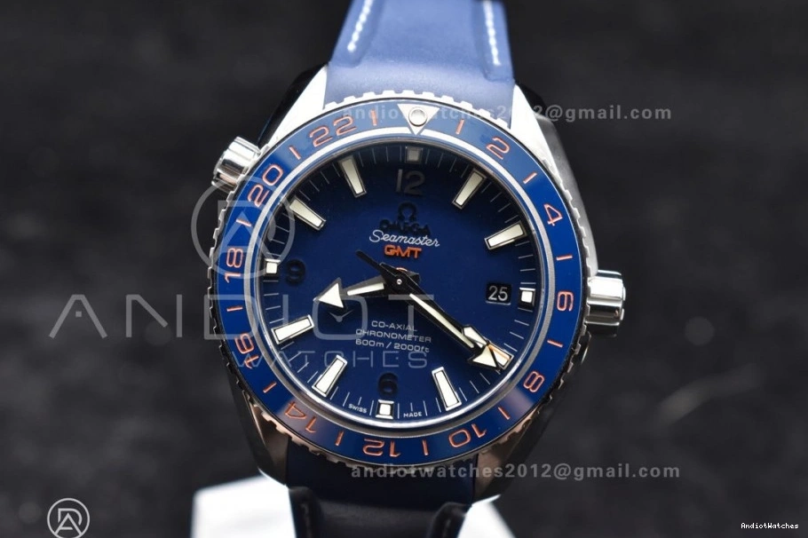 1009 A8605 Edition Clone Blue Best Ceramic VSF Dial 1:1 Blue GMT Strap Ocean 600M Planet Bezel on Rubber Super Trendsetting Co-Axial 43.5mm 0403